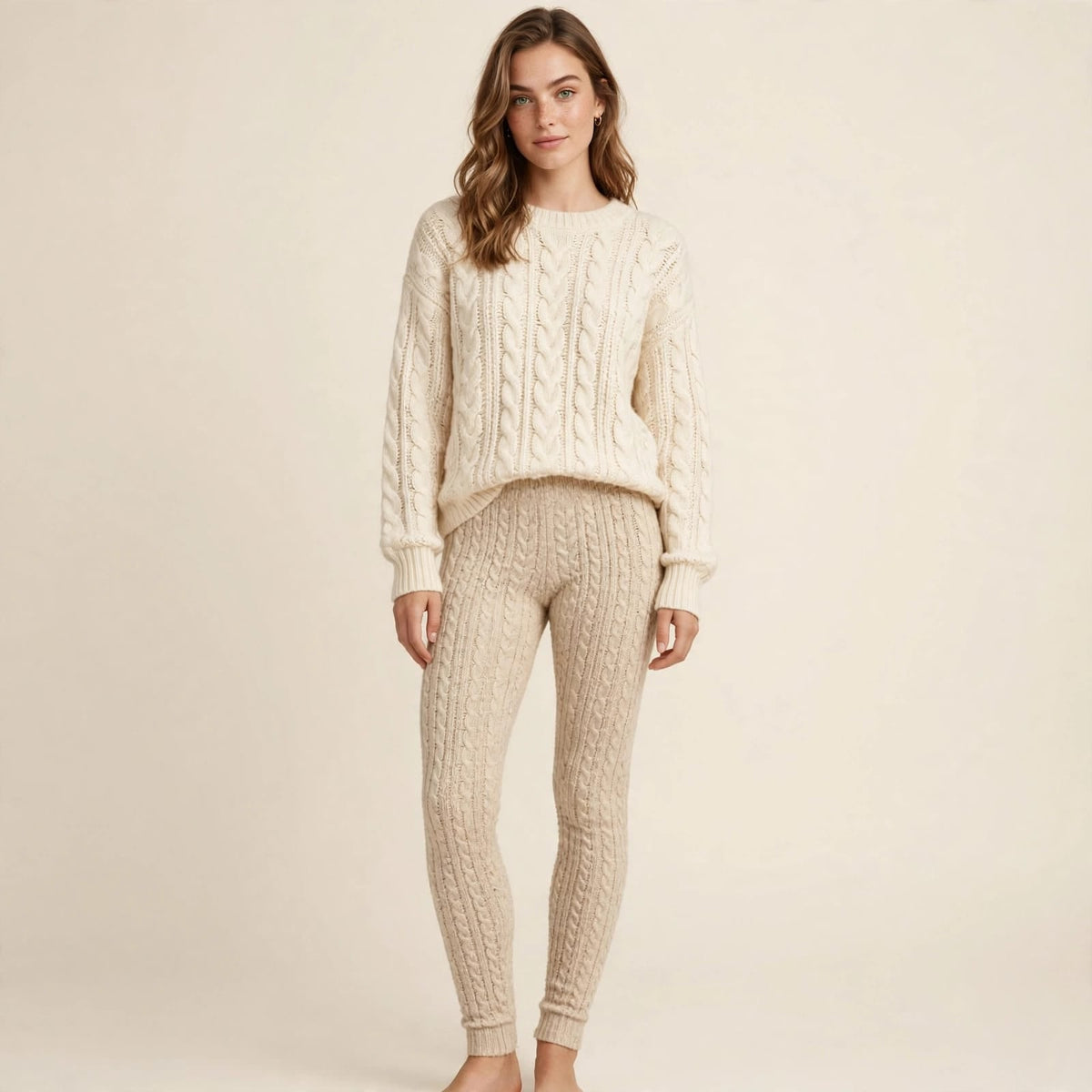 Winter bottoms and leggings on white background